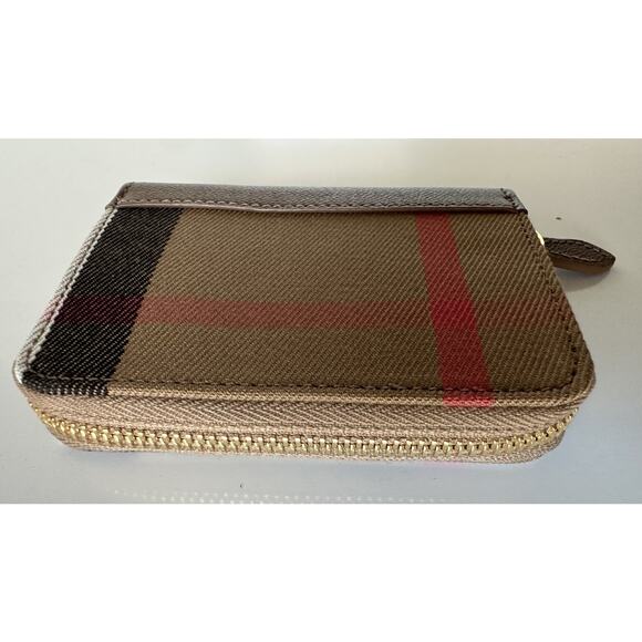 Burberry MN Zip Around Check Earth/Brown Wallet 80845241 NWT $480 - Picture 3 of 11